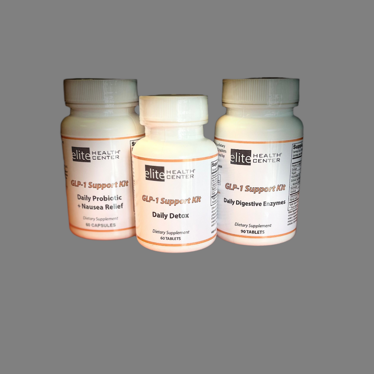 Program Support Bundle for ALL GLP1 programs- 3 bottles of Daily Supplements (90 ct each) - Nausea relief, daily detox and digestive enzymes