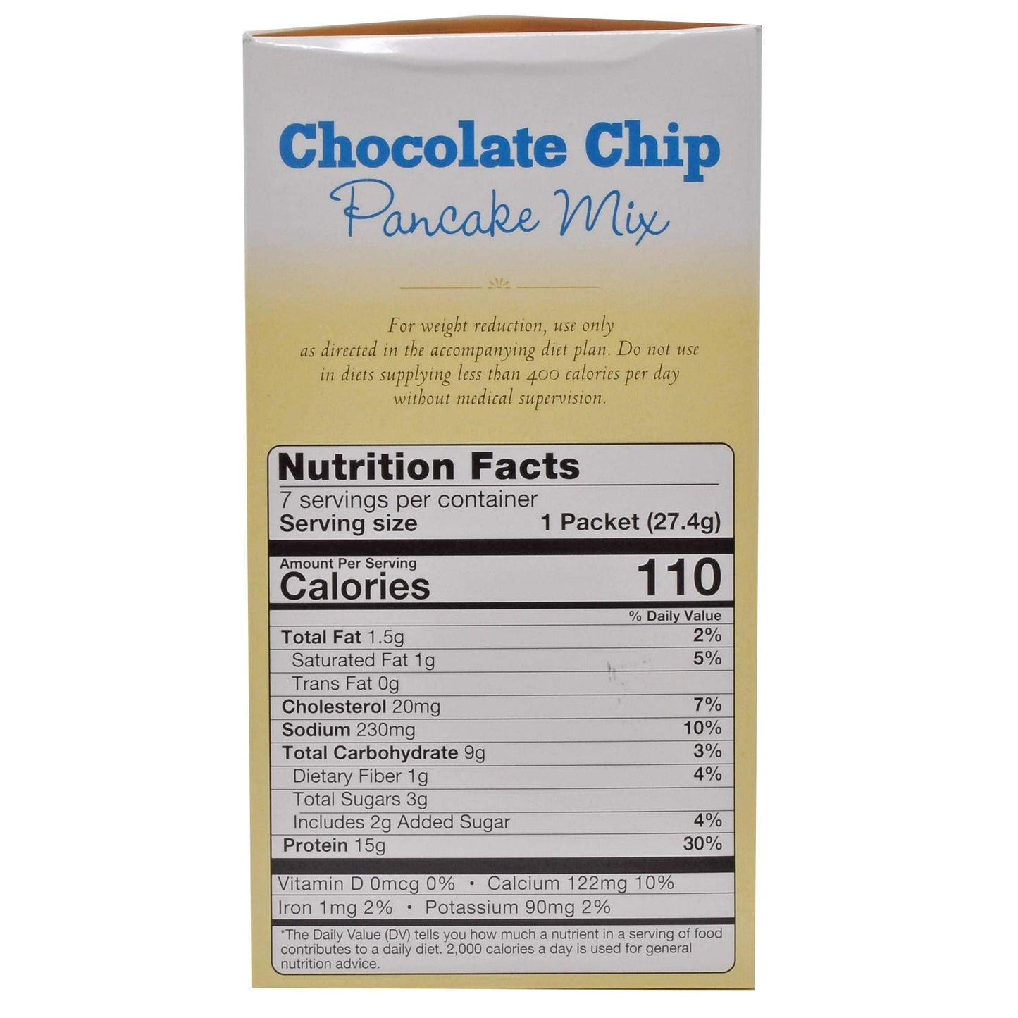 Elite Health Center- Chocolate Chip Protein Pancake Mix- 7 Servings Per Box- 110 calories/serving