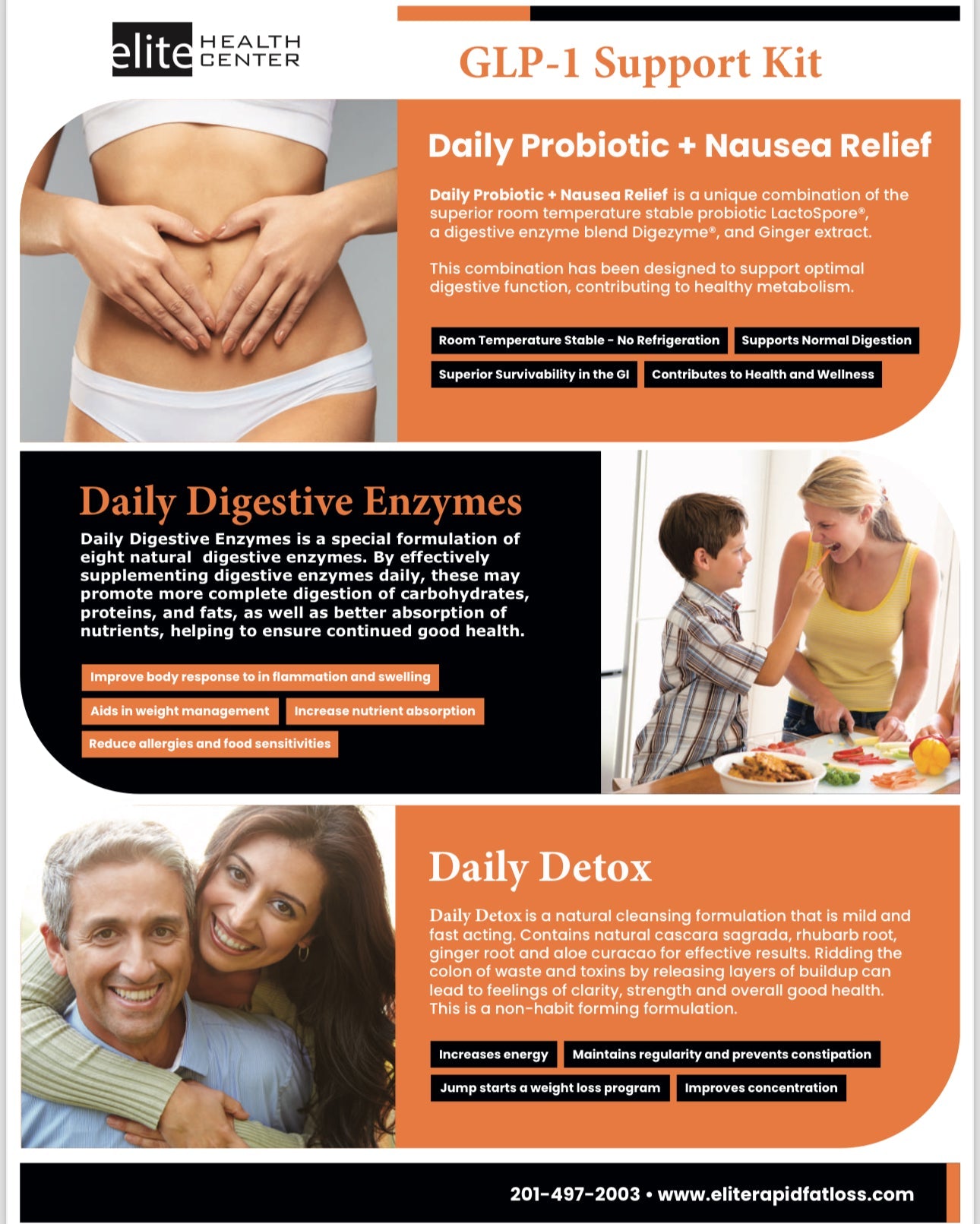 GLP1 Program Support Bundle- 3 bottles of Daily Supplements (90 ct each) - Nausea relief, daily detox and digestive enzymes