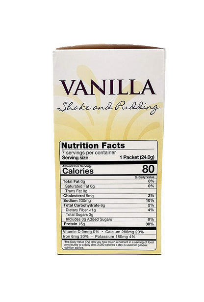 Elite Health Center- Vanilla Protein Shake &amp; Pudding Mix, low calorie, 15g protein per pack- (pack of 7)