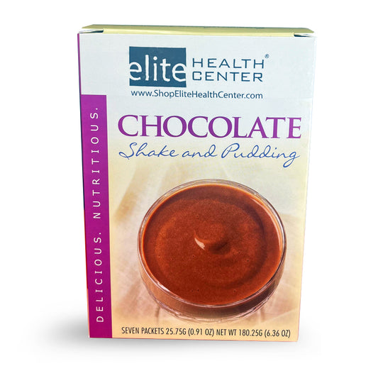 Elite Health Center- Chocolate Shake and Pudding  - 15g Protein/90 calories per serving (7 packs/box)